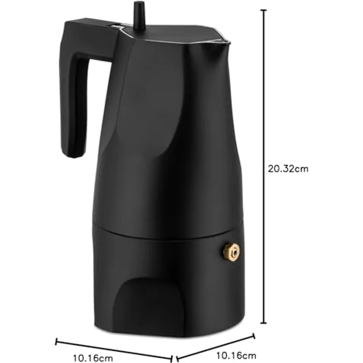 Alessi Ossidiana Espressomaschine, Gußaluminium-thermoplastischem Harz, Schwarz, 8.5 x 8.5 x 17 cm – Bild 2