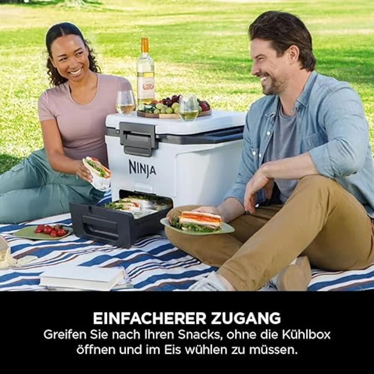 Ninja FrostVault Hard Cooler 28L, premium isolierte Kühlbox, hält Eis bis zu 6 Tage, integrierte Trockenaufbewahrungsschublade, Cloud White – Bild 5