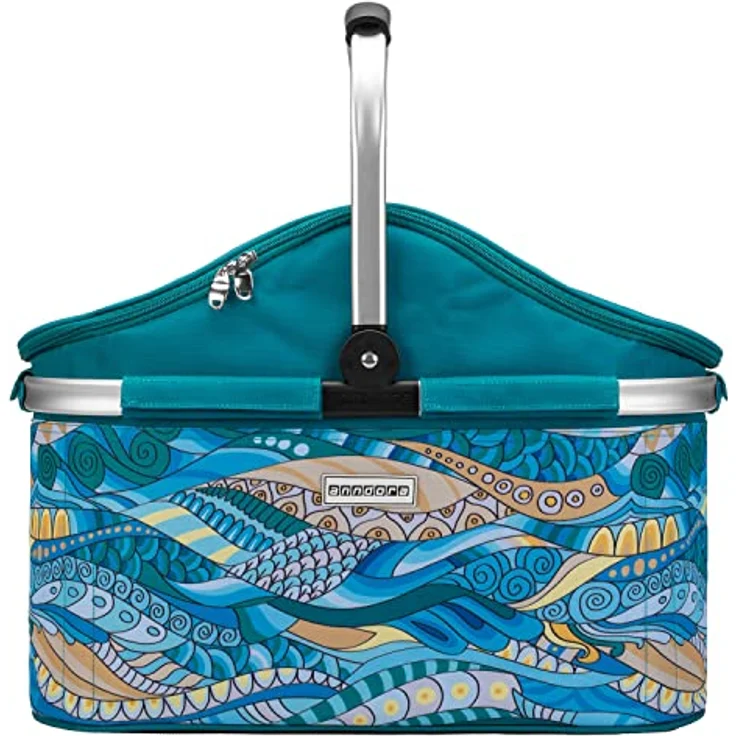 anndora Kühlkorb, Isolier-Einkaufskorb OCEAN, mit Reißverschluß, 25 Liter, 48 x 30 x 25-33 cm, blau – Bild 4