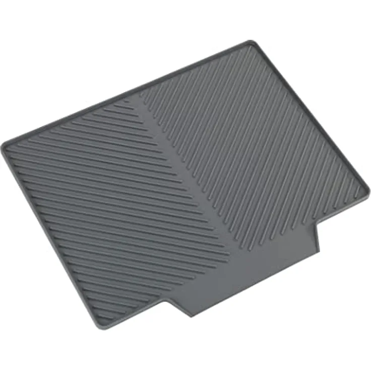 WENKO Abtropfmatte Nelia, Gummimatte mit Rillenstruktur und geneigter Fläche für optimalen Wasserablauf, seitliche Erweiterung des Spülbeckens, aus hochwertigem Kunststoff, 34 x 3 x 40 cm, Grau