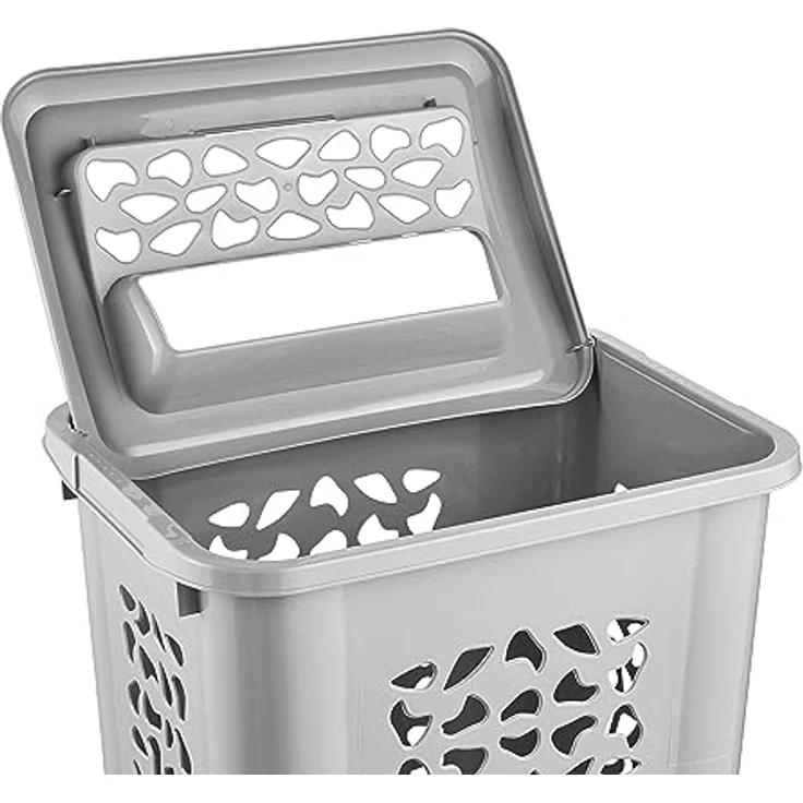 keeeper Wäschebox mit Einwurfschlitz und aufklappbarem Deckel, Luftdurchlässig, 60 l, Per, Nordic Grey – Bild 4