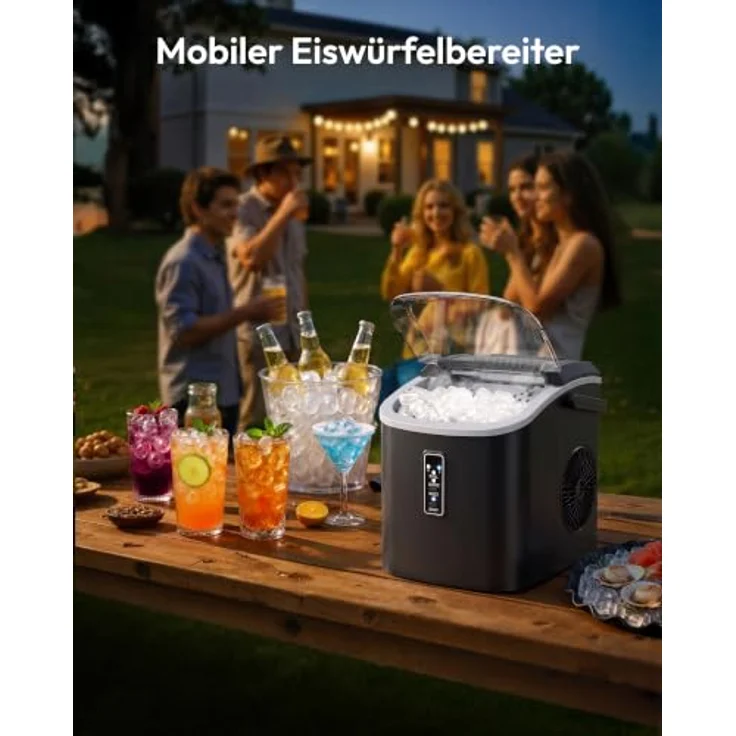 EUHOMY Eiswürfelmaschine Edelstahl, silber, 9 Eiswürfel in 6 Minuten, selbstreinigend, 1,2 Liter Tank – Bild 9