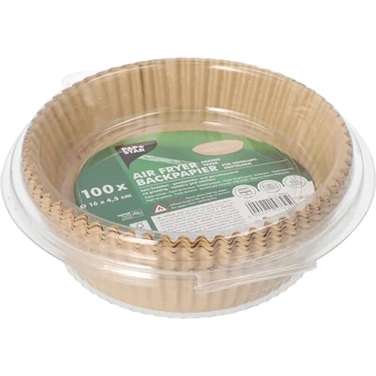 PAPSTAR 100 Backpapiere Ø 16 cm · 4,5 cm braun für Heißluftfritteusen, hitzebeständig bis 220°C, lebensmittelgeeignet – Bild 2