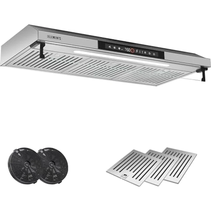 KB ELEMENTS Dunstabzugshaube 90cm, Umluft/Abluft mit 650m³/h Saugleistung, doppeltem Motor und Touch-Gestensteuerung – Bild 1