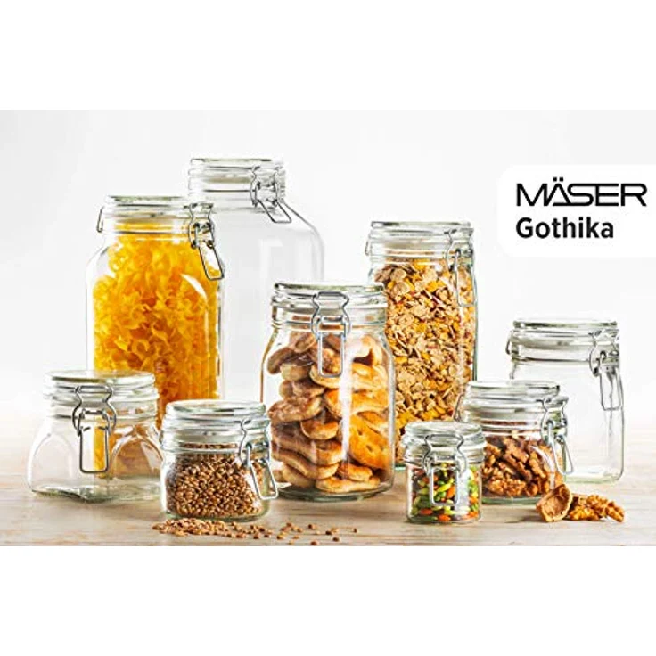 MÄSER 925341 Gothika, Einmachgläser 1,45 l, 6er Set, made in Germany, Vorratsgläser mit Deckel und Drahtbügel zum luftdichten Aufbewahren, Einkochen und Einlegen, Glas, transparent – Bild 4