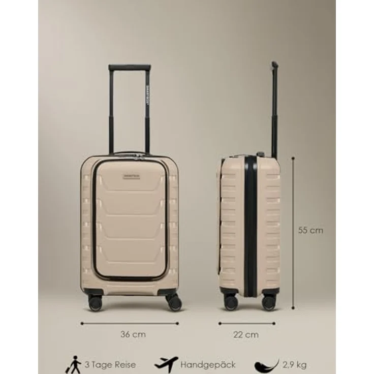 Smartbox Edition 01, Kabinentrolley 55 cm mit Laptopfach, 4 Rollen, beige – Bild 7