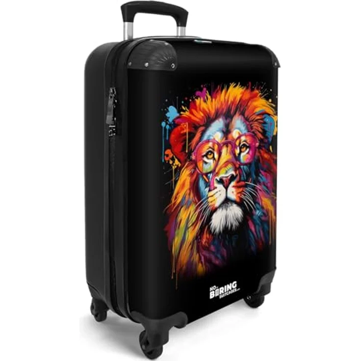 NoBoringSuitcases.com© Hartschalen-Trolley Bunter Löwe im Graffiti-Stil 55x35x20cm, 4 Rollen, Reisetasche mit Rollen Handgepäck Flugzeug, 36 Liter, Leichtgewicht 2,6kg. – Bild 2