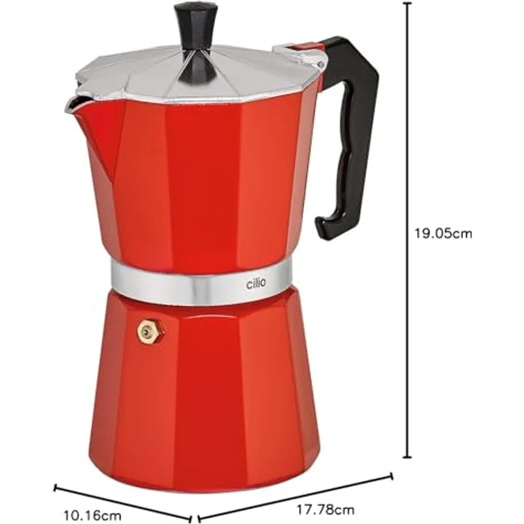 Cilio Espressokocher Classico, Aluminium für 6 Tassen, rot – Bild 4