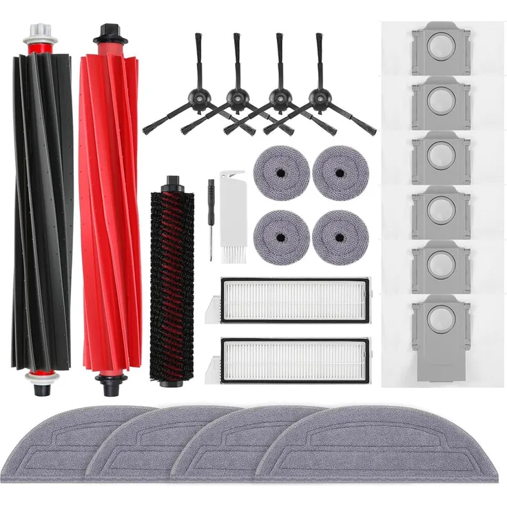 Verco 25er Roborock S8 MaxV Ultra Ersatzteile Set, inklusive Bürsten, Beuteln und Wischmopp für optimale Reinigung