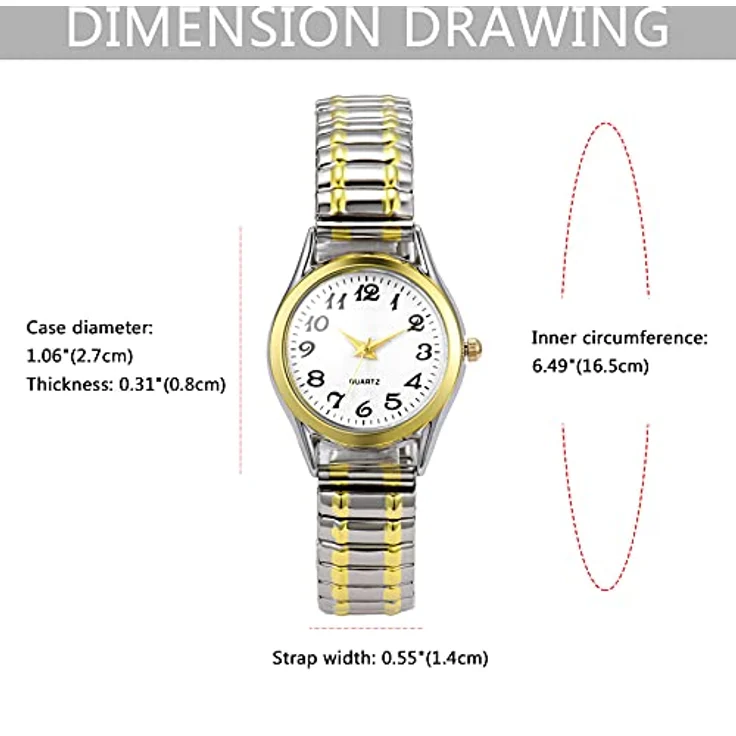 Avaner Armbanduhr Herren/Damen, Analog Quarzuhr mit großem Zifferblatt, elastisches Edelstahl-Armband, wasserdicht, hypoallergen – Bild 4