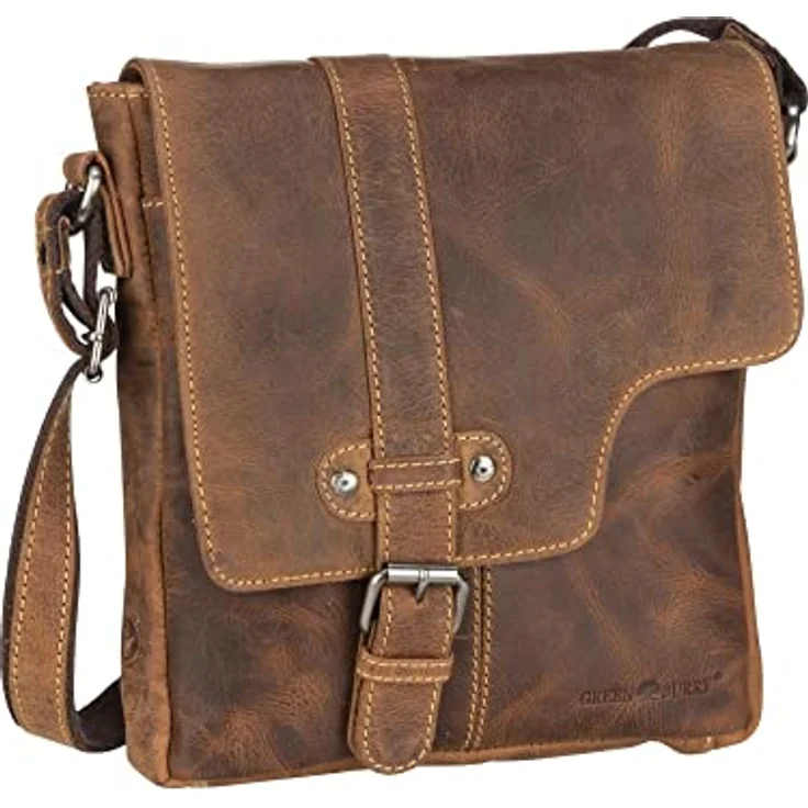 Greenburry Vintage Umhängetasche aus 100% Leder, 22 cm x 4 cm x 24 cm, braun – Bild 1