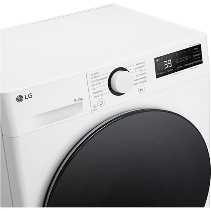 LG V5WD95SLIM, Klasse A - E, Frontlader-Waschtrockner 9-5 kg, Waschtrockner Slim 53,5 cm Tiefe, Wi-Fi, AI Direct Drive, Tiefenreinigung mit Dampf, TurboWash 360, Große Kapazität, Weiß – Bild 2