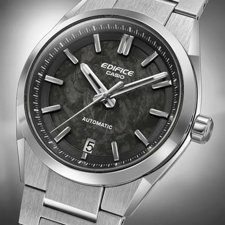 Casio Edifice EFK-100CD-1AER, Herrenuhr Automatik in Edelstahl/Schwarz mit Kratzfestem Synthetischen Saphirglas und Kalenderfunktion – Bild 3