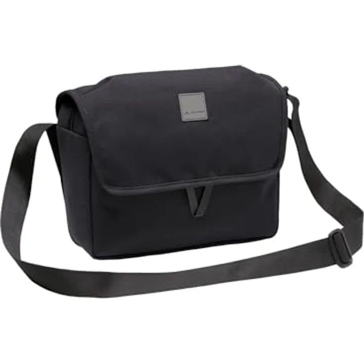 VAUDE Coreway Shoulderbag 6, Umhängetasche aus recycelten PET-Flaschen, schwarz, mit durchdachter Fächeraufteilung und Sicherheitskonzept – Bild 1