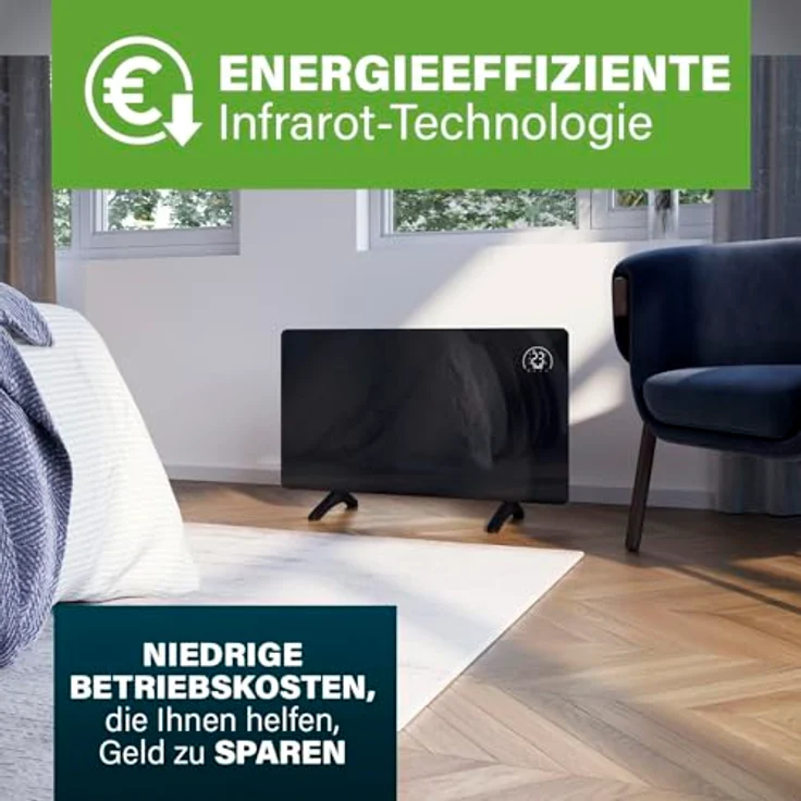 Princess Infrarot-Heizung Connected - Flacher Wandheizkörper 480W - Einstellbarer Thermostat bis 50°C - 24-Stunden-Timer - Wochenprogrammierung - Schwarz – Bild 4