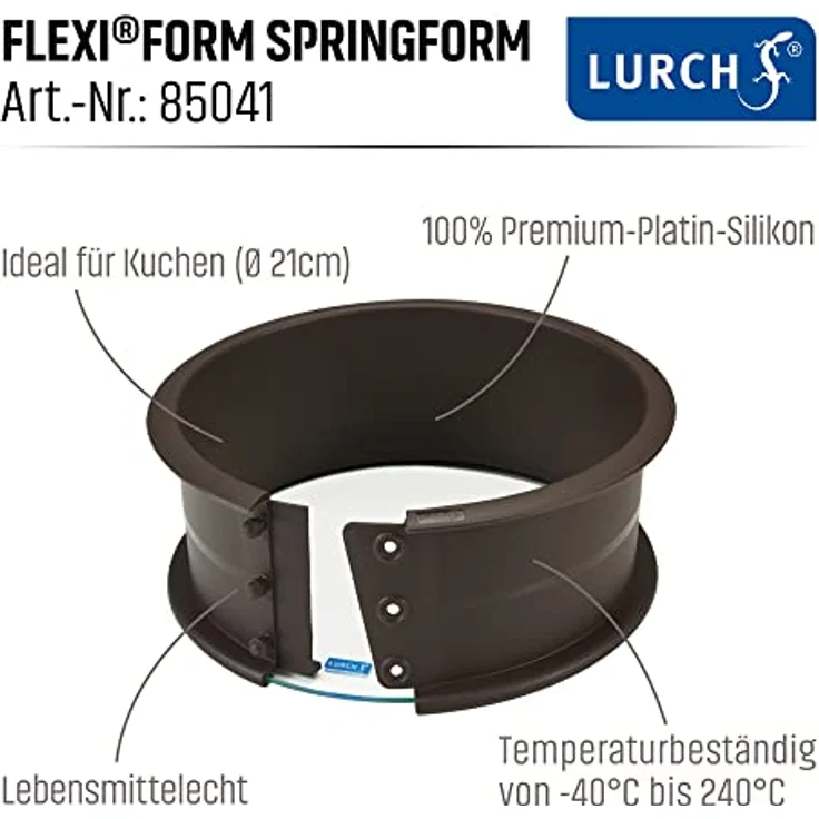 Lurch 85041 FlexiForm Springform aus Silikon mit Glasboden Ø 20 cm, Höhe 8cm – Bild 7