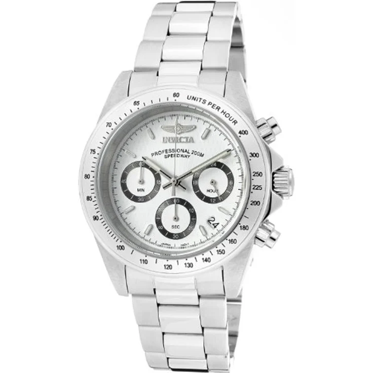 Invicta Speedway Edelstahl Herren Quarzuhrwerk, 39mm mit weißem Zifferblatt und 20 bar Wasserdichtigkeit – Bild 1