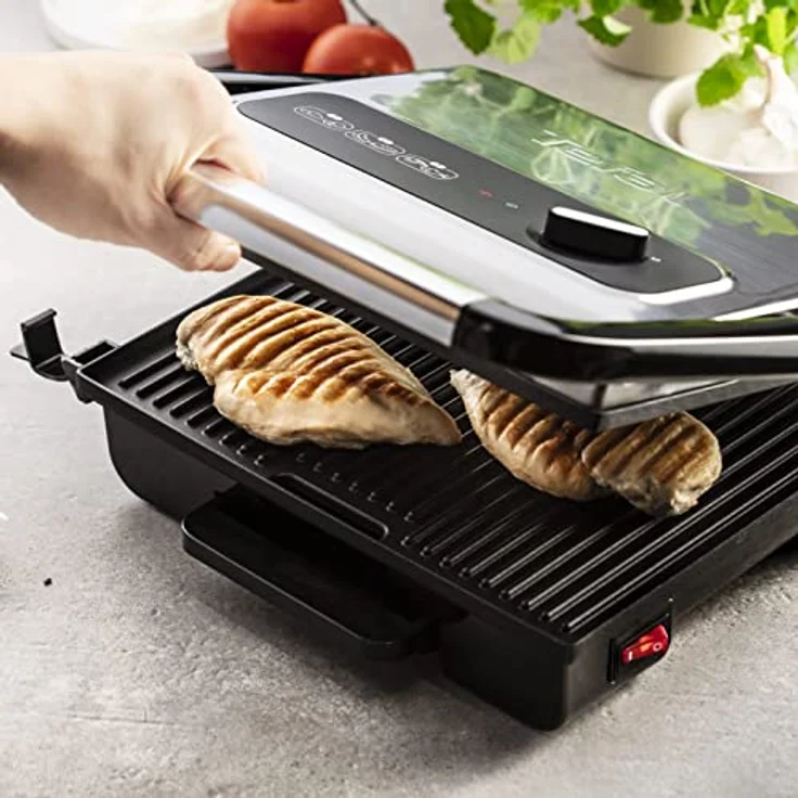 Tefal Kontaktgrill Inicio Adjust GC242D [Elektrogrill - Sandwichtoaster für Panini, Toasts, Steak und mehr, regelbarer Thermostat mit 3 Stufen, antihaftbeschichtete Grillplatten, 2000W, platzsparend] – Bild 6
