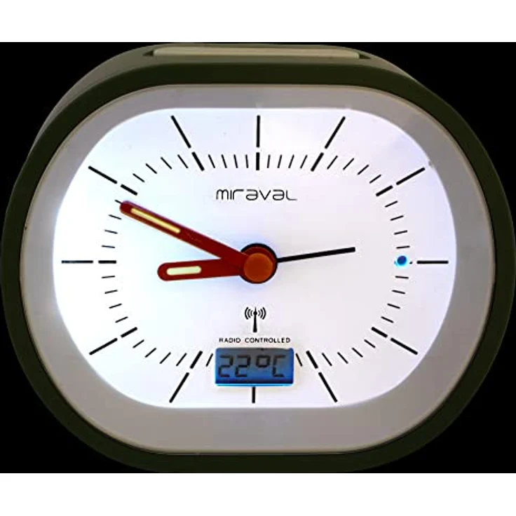 Miraval Funkwecker Miraval Funkwecker mit Digitaler Temperatur Grün mit Datumsanzeige Geräuschlos Glas Lautloses Quarzuhrwerk – Bild 3