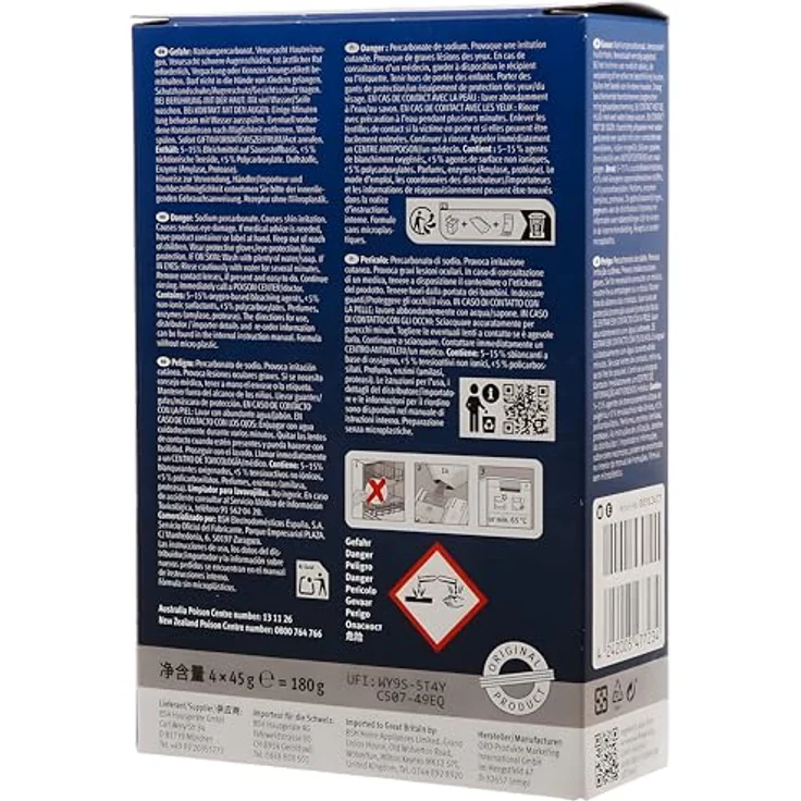Bosch Display für Geschirrspüler, 4 Sachets x 45G Reinigungspulver für optimale Gerätepflege – Bild 4