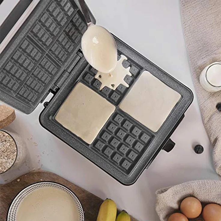 Cecotec Elektrisches Waffeleisen Fun Gofrestone 4Inox. 1200 W, Edelstahl, 4 Waffeln gleichzeitig, Rockstone-Antihaftbeschichtung, Einstellbare Temperatur – Bild 3