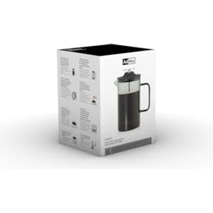 AdHoc French Press Kanne, 0,6l Kaffeekanne aus mundgeblasenem Borosilikatglas mit Edelstahlfilter und SilentSeal-Silikondeckel, grau – Bild 4