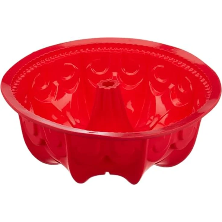 GMMH Original Silikonbackform XXL Kugelhupf Kuchen Backform Kuchenform Brotbackform Obstbodenform (rot) – Bild 3