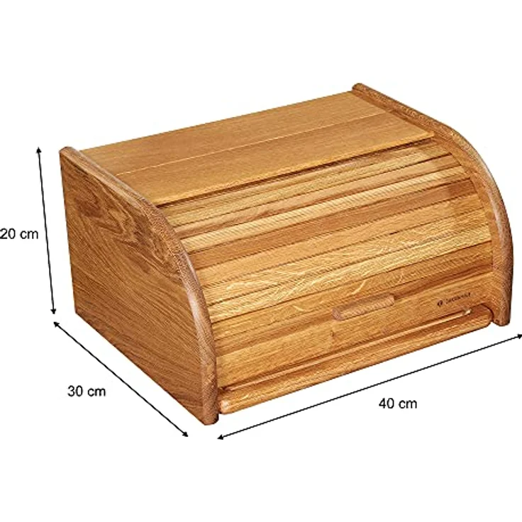Zassenhaus Brotkasten Country, Brotkorb mit Rolldeckel und Schneidbrett, Eiche 40 x 30 x 20 cm Brotkasten Country Eiche Braun – Bild 2