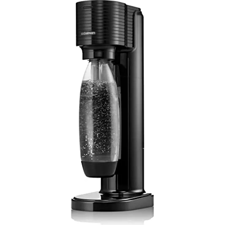 SodaStream Gaia, Wassersprudler mit CO2-Zylinder und 1x 1L spülmaschinenfeste Kunststoff-Flasche, Höhe: 44cm, Farbe: Schwarz