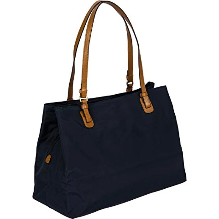 Bric's Shopper X-Bag Shopping, stilvolle Schultertasche aus satiniertem Nylon mit Lederakzenten, 40 cm, blau – Bild 3