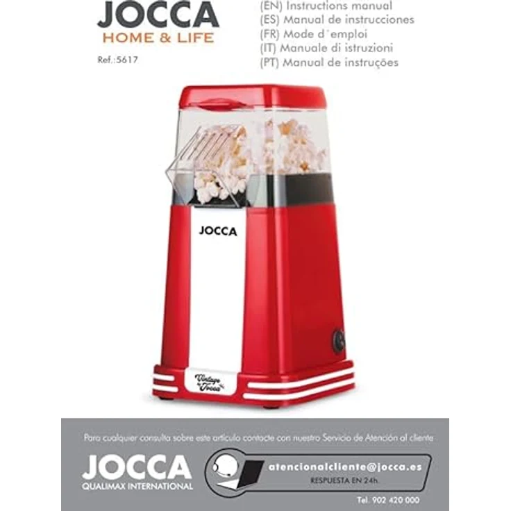 Jocca Popcorn ohne Öl für hausgemachte und gesunde Popcorns, Rot – Bild 3