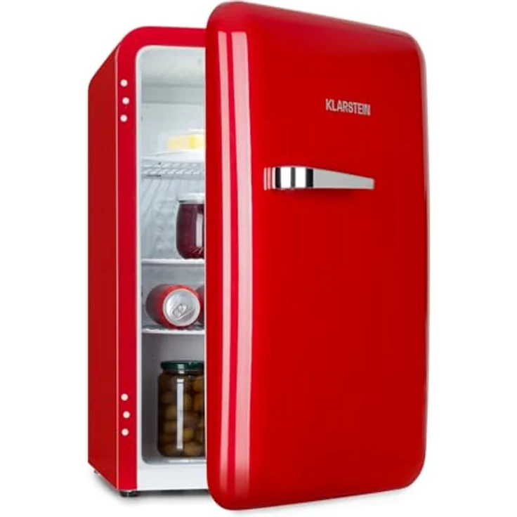 Klarstein Audrey Mini - kleiner Kühlschrank, Kompressionskühlung, 70 Liter Fassungsvermögen, rot – Bild 1
