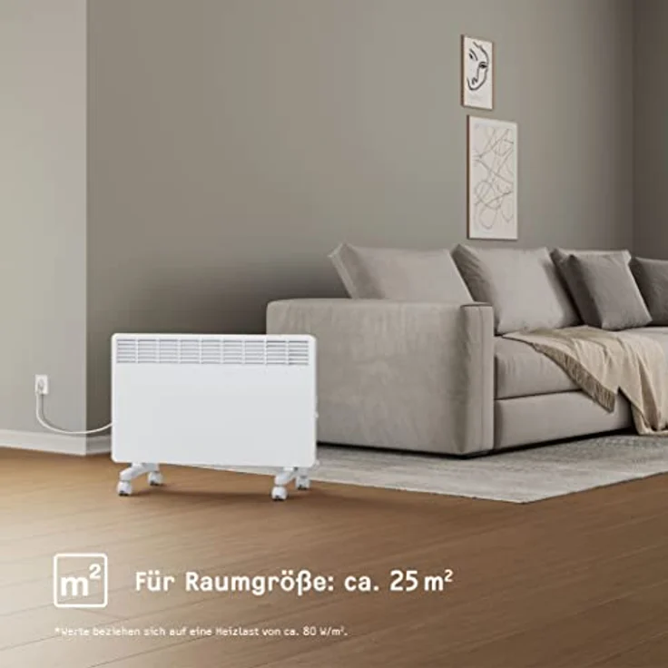 STIEBEL ELTRON neue Elektroheizung Standgerät für ca. 25 m², TÜV geprüft, Konvektor-Heizung mit elektronischer Regelung, 2 kW, energiesparend, LC-Display, Rollen, 204451, Weiß – Bild 5