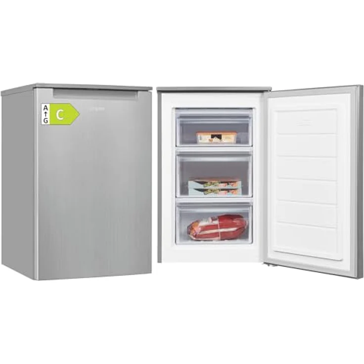 exquisit Gefrierschrank freistehend Silber 87 L EEK: C Eisschrank 55cm breit – Bild 1