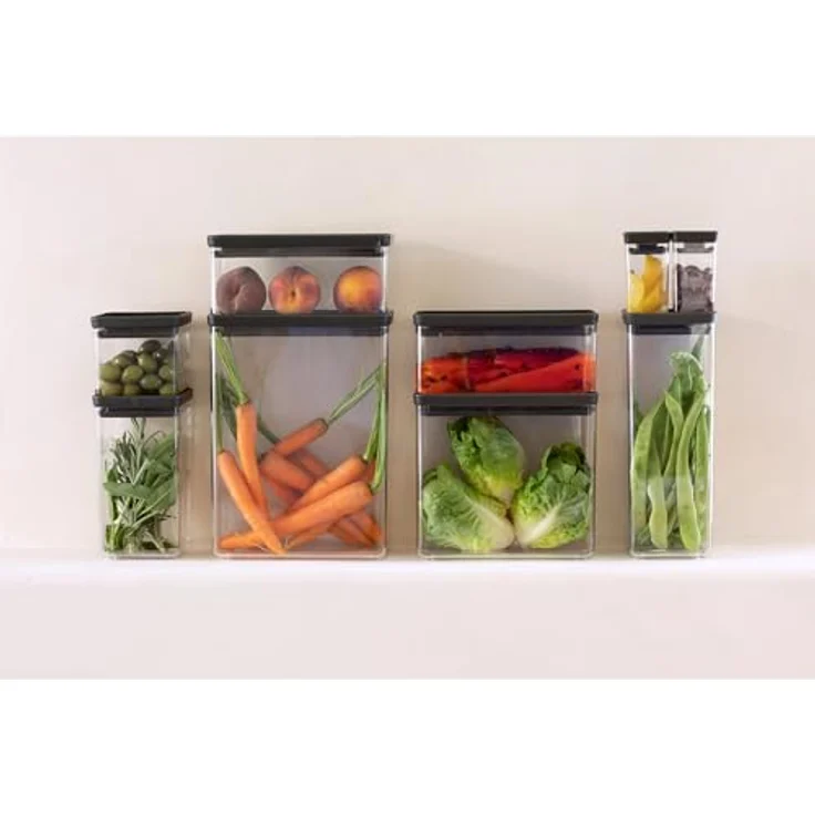 Brabantia Tasty XXL Vorratsbehälter, Rechteckig, 5,4 L, Dunkelgrau/Transparent, Stapelbar und Spülmaschinenfest – Bild 7