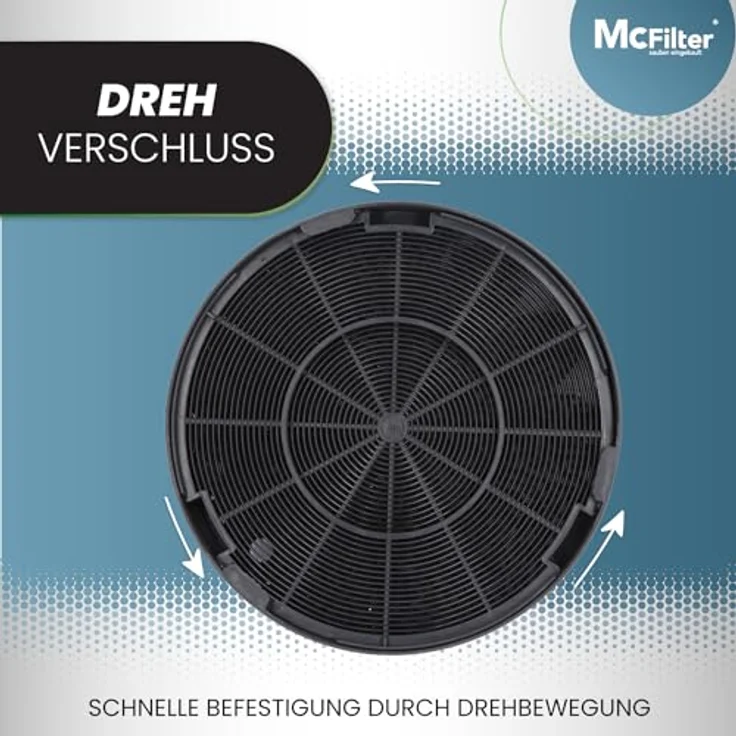 McFilter 4x Aktivkohlefilter Ø 200mm für Dunstabzugshaube - AEG/Electrolux 9029793578 EFF62, Franke 112.0016.755, Bosch/Siemens/NEFF 00748732 00748733 DHZ5316, Miele 06532971 DKF14-1 - Made in EU, Qualitätsmaterialien, effiziente Geruchsneutralisierung – Bild 5
