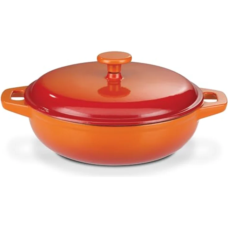 GSW 716307 Orange Shadow Schmortopf mit Deckel, Gusseisen, orange/creme - ⌀30 cm, Vielseitiger Schmortopf aus Gusseisen für gleichmäßiges Kochen und vollen Geschmack – Bild 1