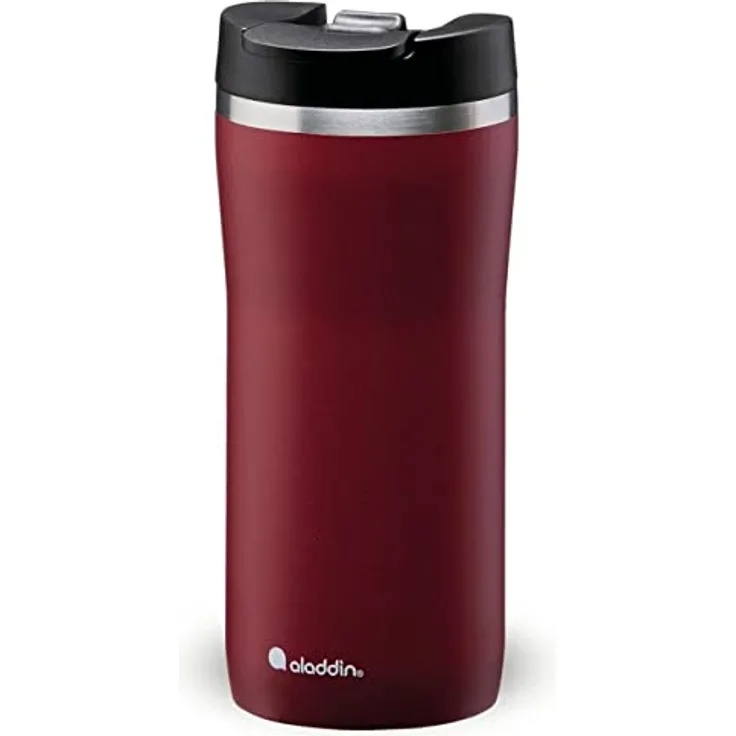 Aladdin Barista Mocca Thermavac Leak-Lock Edelstahl Thermobecher 0.35L Burgundy Red - Auslaufsicherer Becher - Kaffeebecher To Go Thermo - Hält 3 Stunden Heiß - BPA-Frei - Spülmaschinenfest
