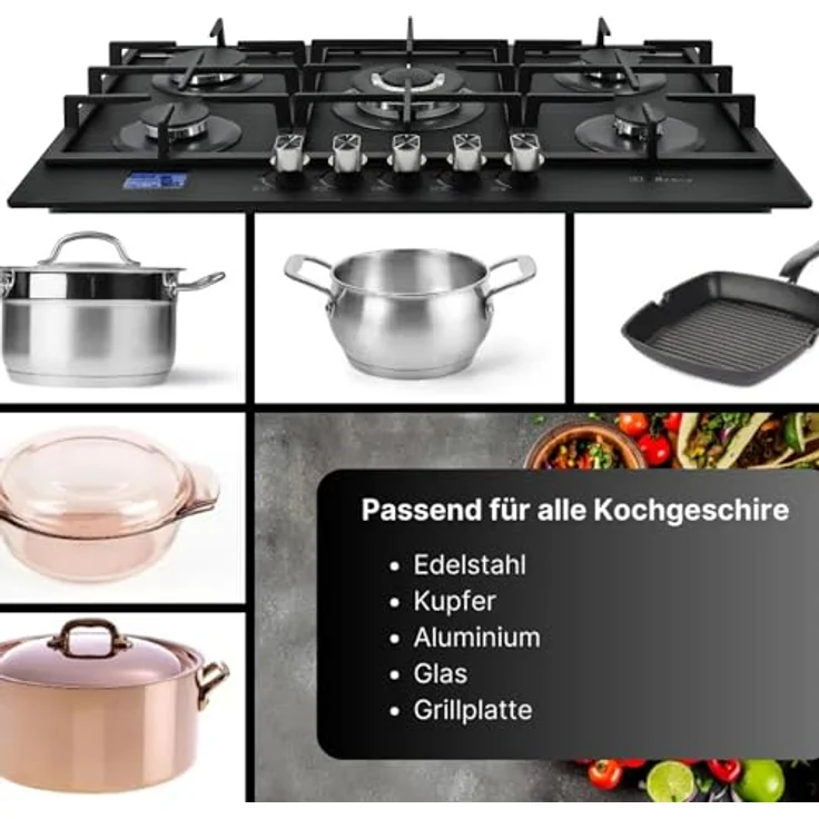 KB Elements Induktions-Kochfeld ELK105, 5 Zonen, Warmhaltefunktion, Flexzone, Timer, Kindersicherung, schwarzes Mikrokristall-Keramikglas, 9400 Watt – Bild 6
