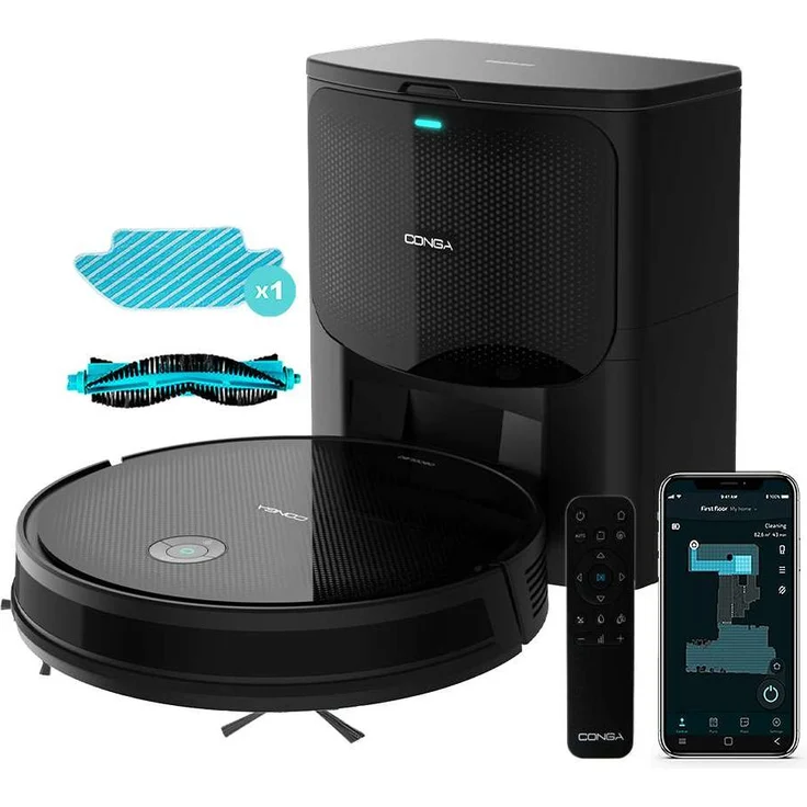 Cecotec iTech SmartGyro 4.0 Conga Gyro 4.0, Staubsaugerroboter mit 2100 Pa Saugkraft, 160 Minuten Akkulaufzeit, Gyroskop-Navigation, Smartphone-Steuerung, Kompatibel mit Amazon Alexa