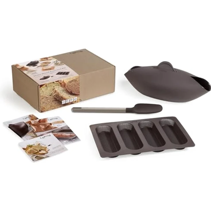Lékué Kit Bread Essential, Brotbackschale-Baguette-Backform, Set, Silikon Braun, 600 ml – Bild 2