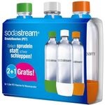 SodaStream Aktions-Set Pet-Flaschen 2+1, 3x 1L PET-Flaschen aus bruchfestem kristallklarem PET in den Farben Orange, Grün und Weiß