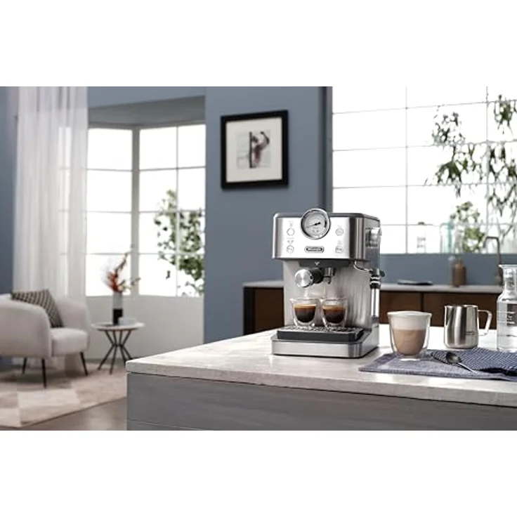De'Longhi Linea Classic, Siebträgermaschine mit 15-bar Profipumpe, Thermoblock-Technologie und verstellbarem Milchaufschäumer, Schwarz – Bild 5