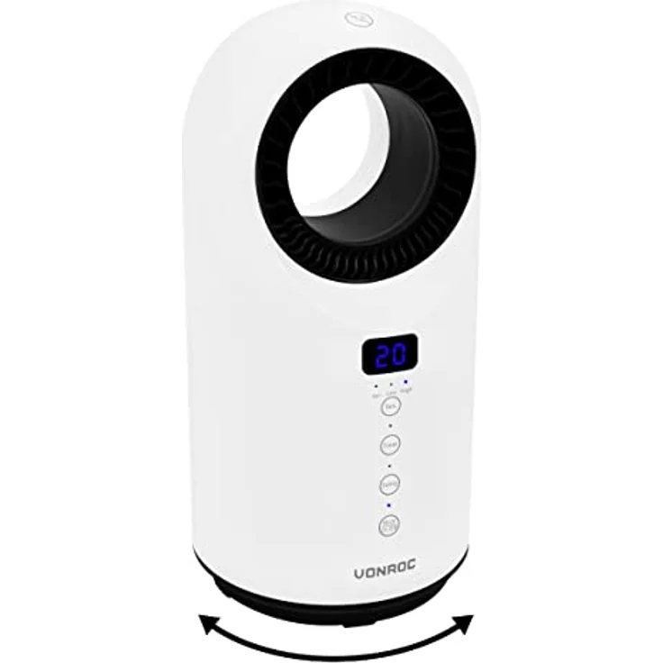 VONROC energiesparender Heizlüfter - Ideal als Elektro-Heizung für Bad & Schlafzimmer Baby - Schwenkbar, 2 Stufen 1500W, Fernsteuerung, Timer, Überhitzungs-& Kippschutz – Bild 3
