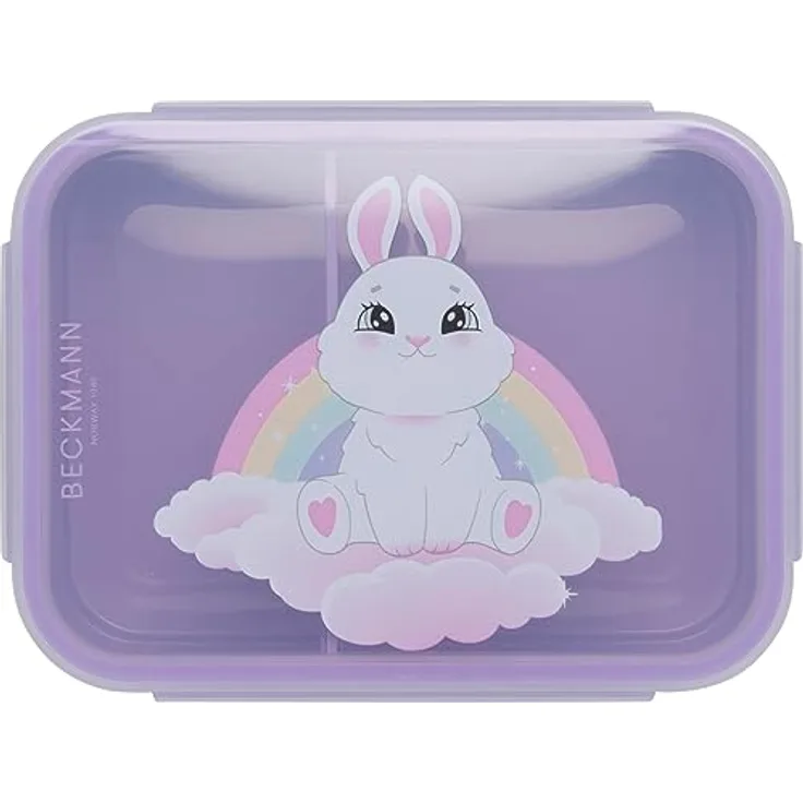 BECKMANN, Brotdose Yellow Heart, für Kinder, mit herausnehmbarer Trennwand, Grundschule Lunchbox, Purple