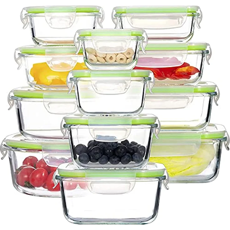 GENICOOK Vorratsdosen Set, 12 Stück aus Glas, BPA-frei, LFGB zertifiziert, stapelbar und temperaturbeständig von -40°C bis +400°C – Bild 1