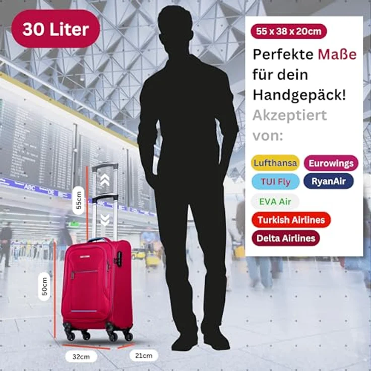 Nowi, Koffer, Sevilla 4 Rollen Kabinentrolley 55 cm, (30 l, S), Stylischer Kabinentrolley mit Kreuzpackgurt, Reißverschlussfach, Tragegriff und 4 Rollen, in stilvollem Design – Bild 3