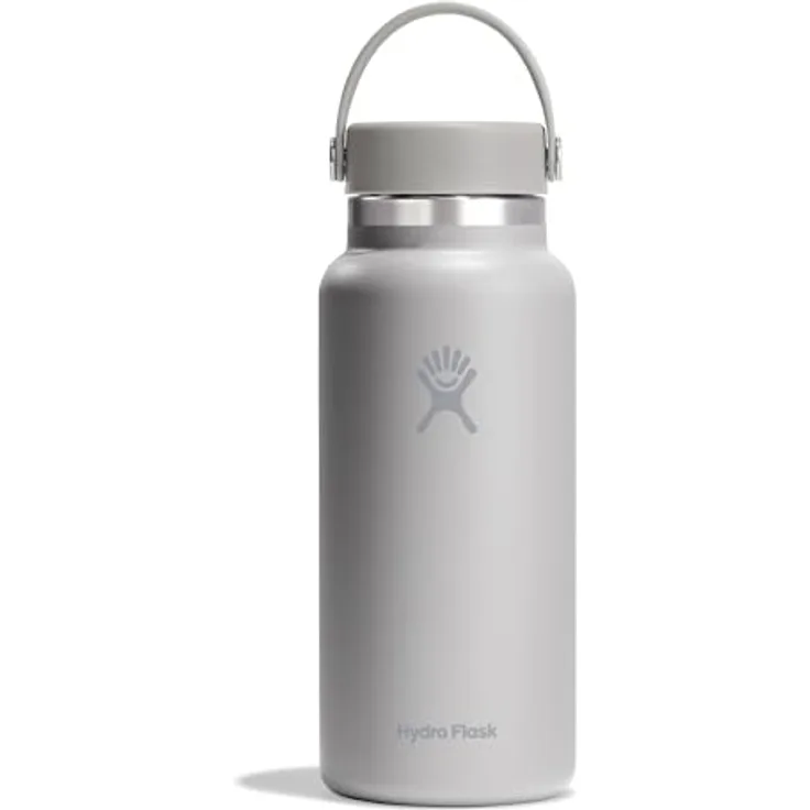 HYDRO FLASK - Wide Mouth Trinkflasche 946ml (32 oz) - Isolierte Wasserflasche aus Edelstahl - Sportflasche mit auslaufsicherem Flex Cap-Deckel & Gurt - Thermoflasche Spülmaschinenfest - Birch