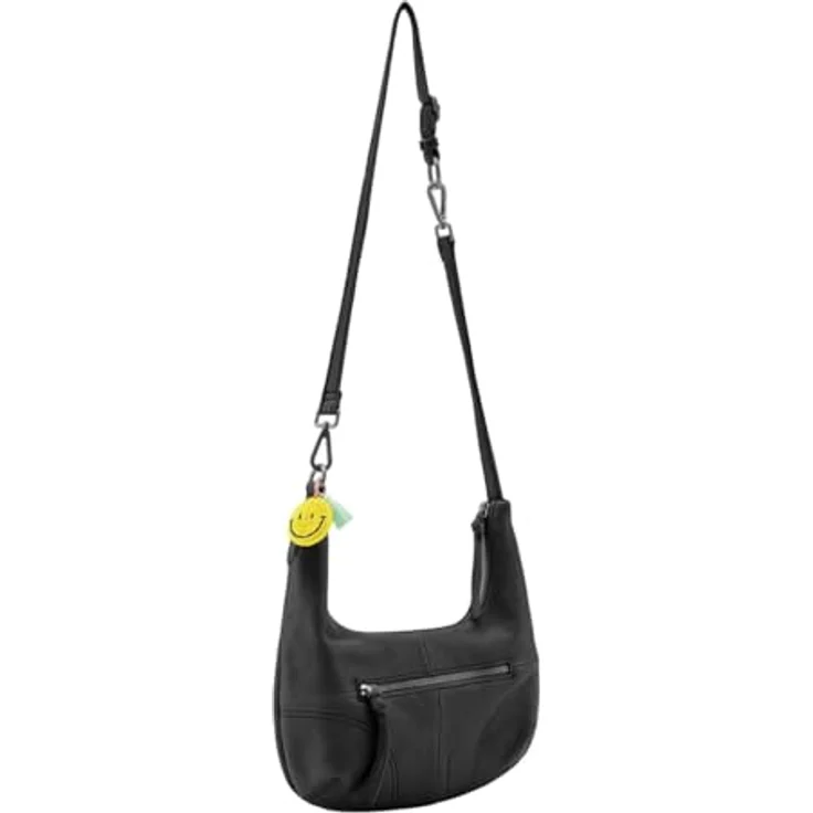 FredsBruder Take A Smile Umhängetasche, 100% Leder, schwarz, 33 cm x 7 cm x 19 cm – Bild 2