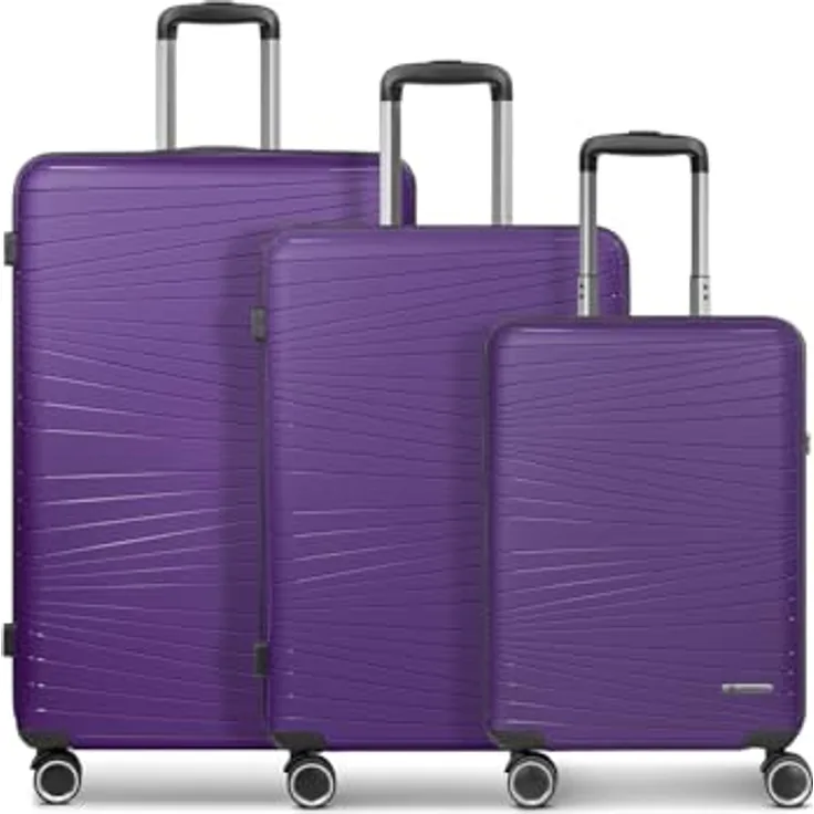 Franky Dallas 3.0 Kofferset, 3-teilig mit Dehnfalte, 4 Rollen, rosa, 100% Polypropylen, 49 cm x 32 cm x 75 cm